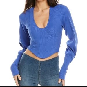 Free People Petra Top in Birdsong Blue Size XL